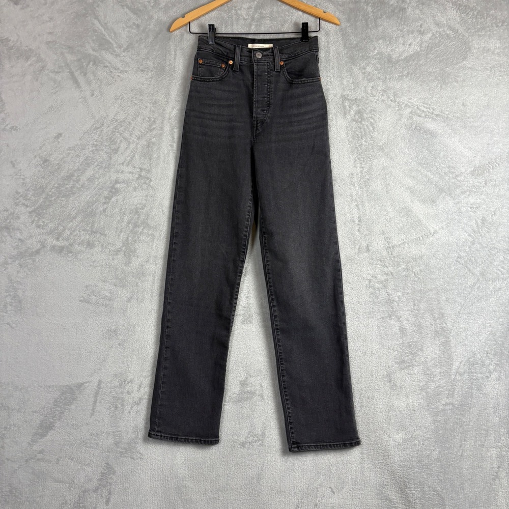 Levis Ribcage‎ Straight Ultra High Rise Jeans Washed Black 25 79078-0015